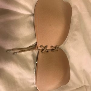 NWOT tan butterfly lace-up backless bra